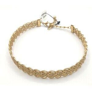 FREE PEOPLE Gold Tone Woven Chain Collar Choker Necklace NEW